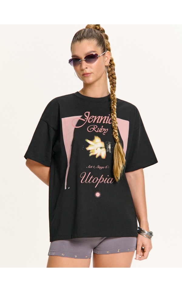 Tricou negru cu imprimeu Jennie Culoare negru - CROPP - 860FL-99X