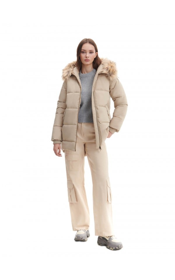 Be owy Pikowany P aszcz Z Kapturem CROPP 9290U 80X be-owy-pikowany-p-aszcz-z-kapturem-cropp-9290u-80x