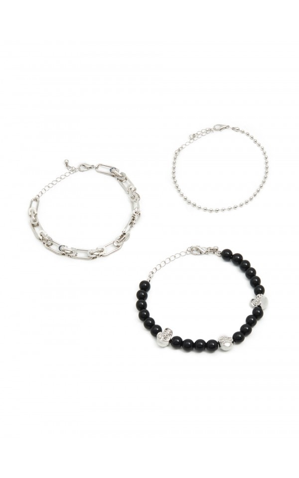 3 Pack Czarno srebrnych Bransoletek CROPP 9704Z 99X 3-pack-czarno-srebrnych-bransoletek-cropp-9704z-99x