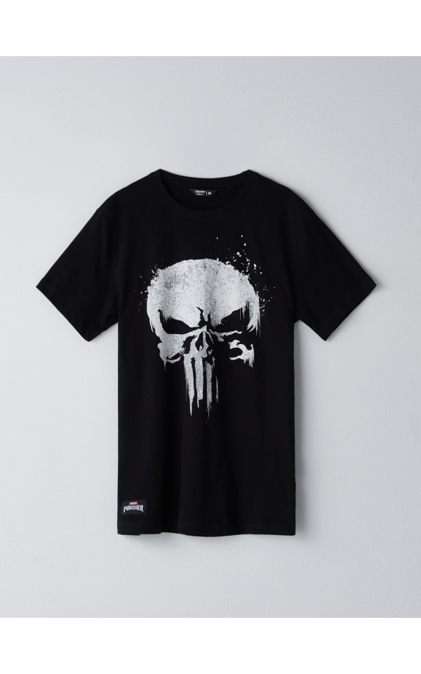 Dirección Elevado a lo largo Camiseta con estampado de The Punisher, CROPP, ZZ243-99X